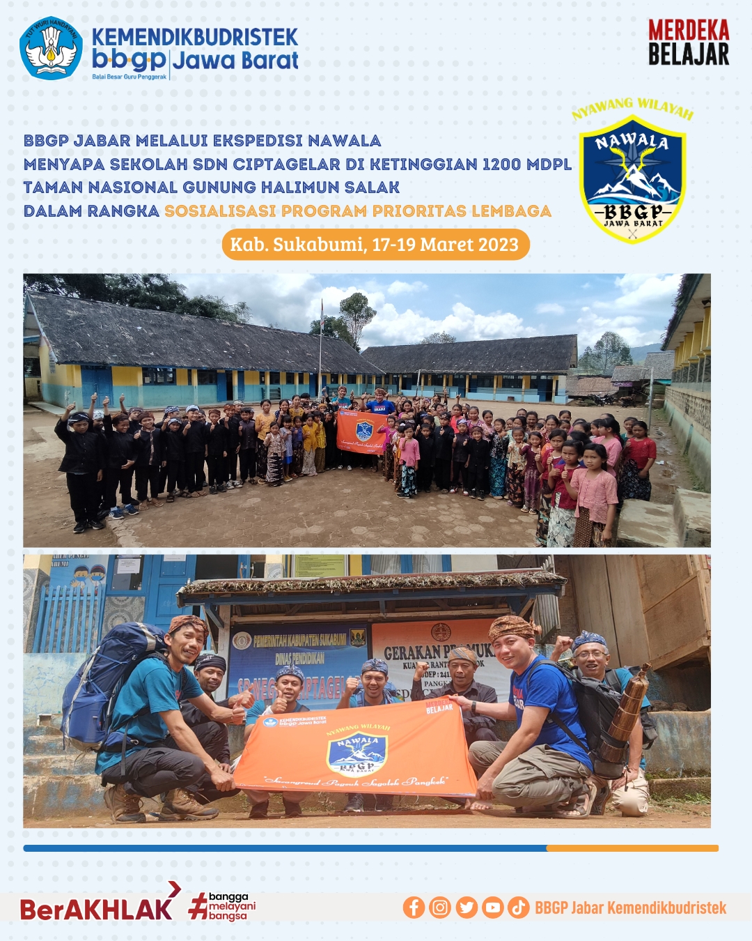 BBGP Jabar melalui ekspedisi Nawala menyapa SD Negeri Ciptagelar di puncak Taman Nasional Gunung Halimun Salak