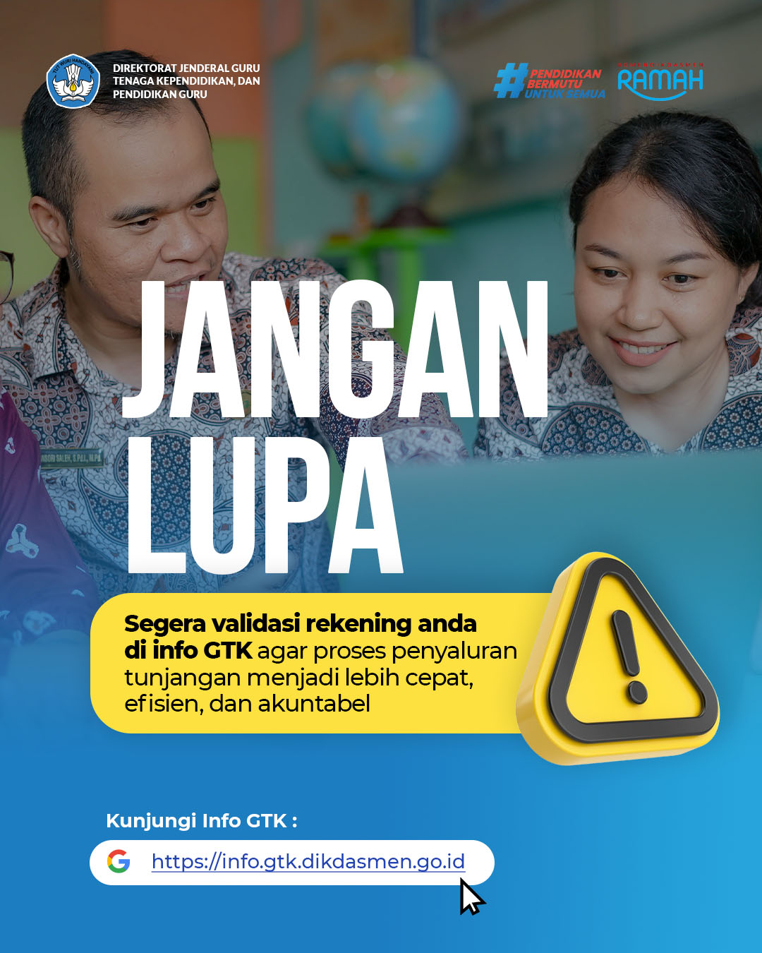 Kemendikdasmen Imbau Guru Segera Verifikasi dan Validasi Data Rekening melalui Laman Info GTK
