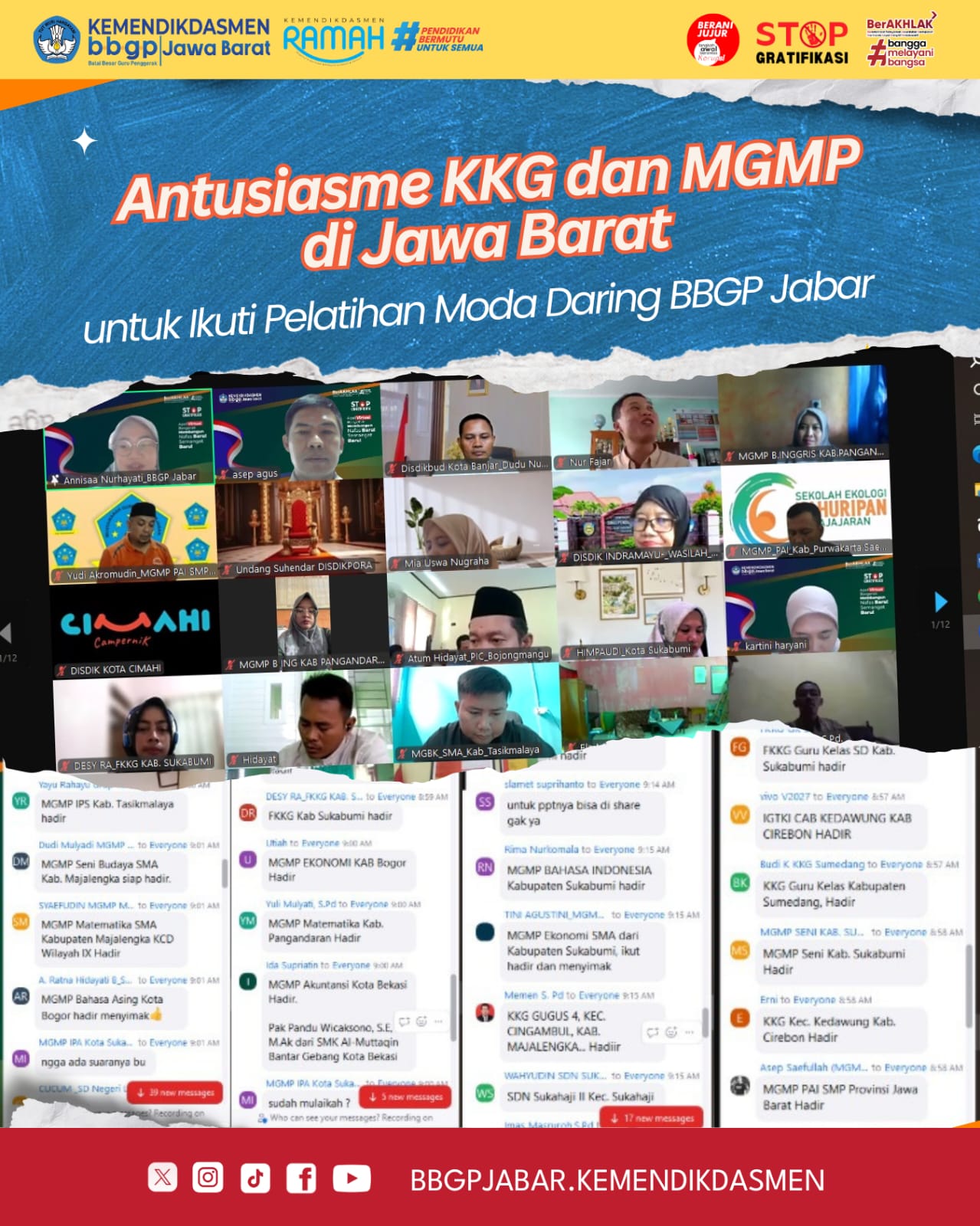 Antusiasme KKG dan MGMP di Jawa Barat untuk Ikuti Pelatihan Moda Daring BBGP Jabar